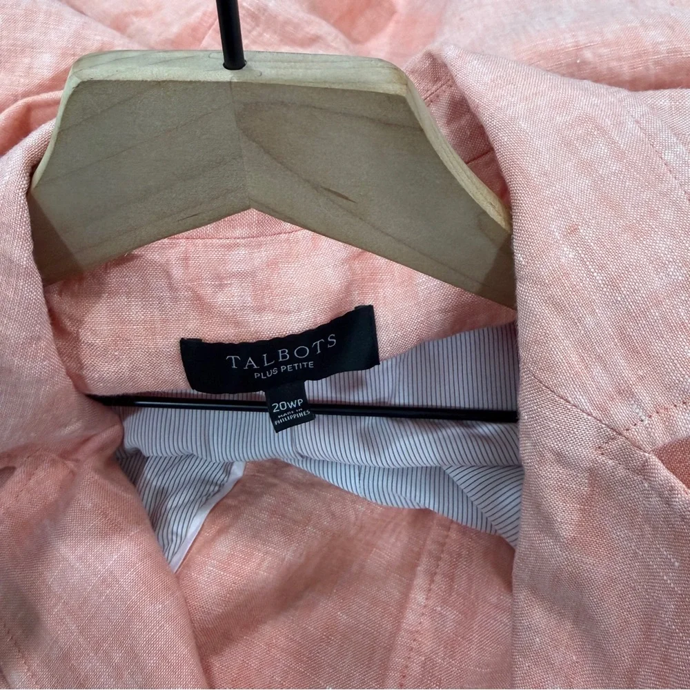 Talbots Linen Blazer Women’s 20W Petite Peach Coral Lightweight Jacket Classic - Picture 5 of 7